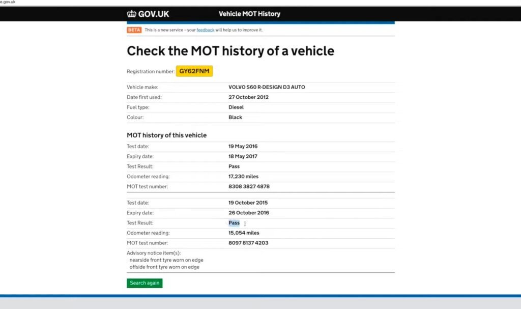 DVLA MOT Check