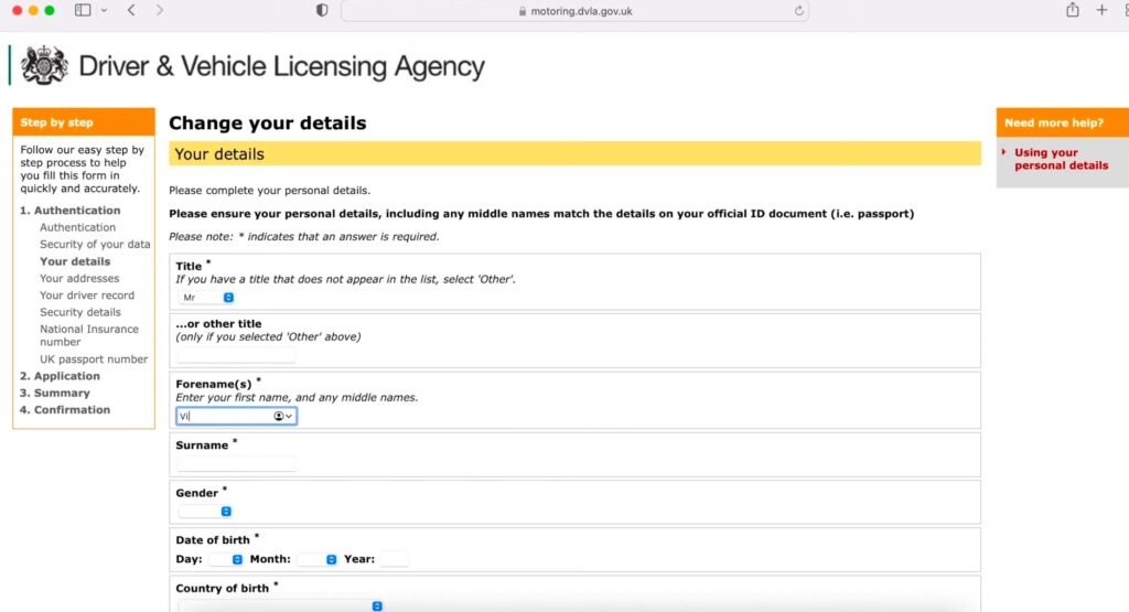 DVLA Change address